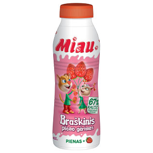 Braškinis pieno gėrimas MIAU, 450 ml