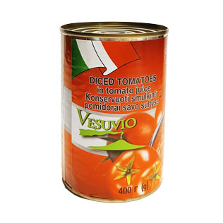 Konservuoti smulkinti pomidorai savo sultyse VESUVIO, 400 g